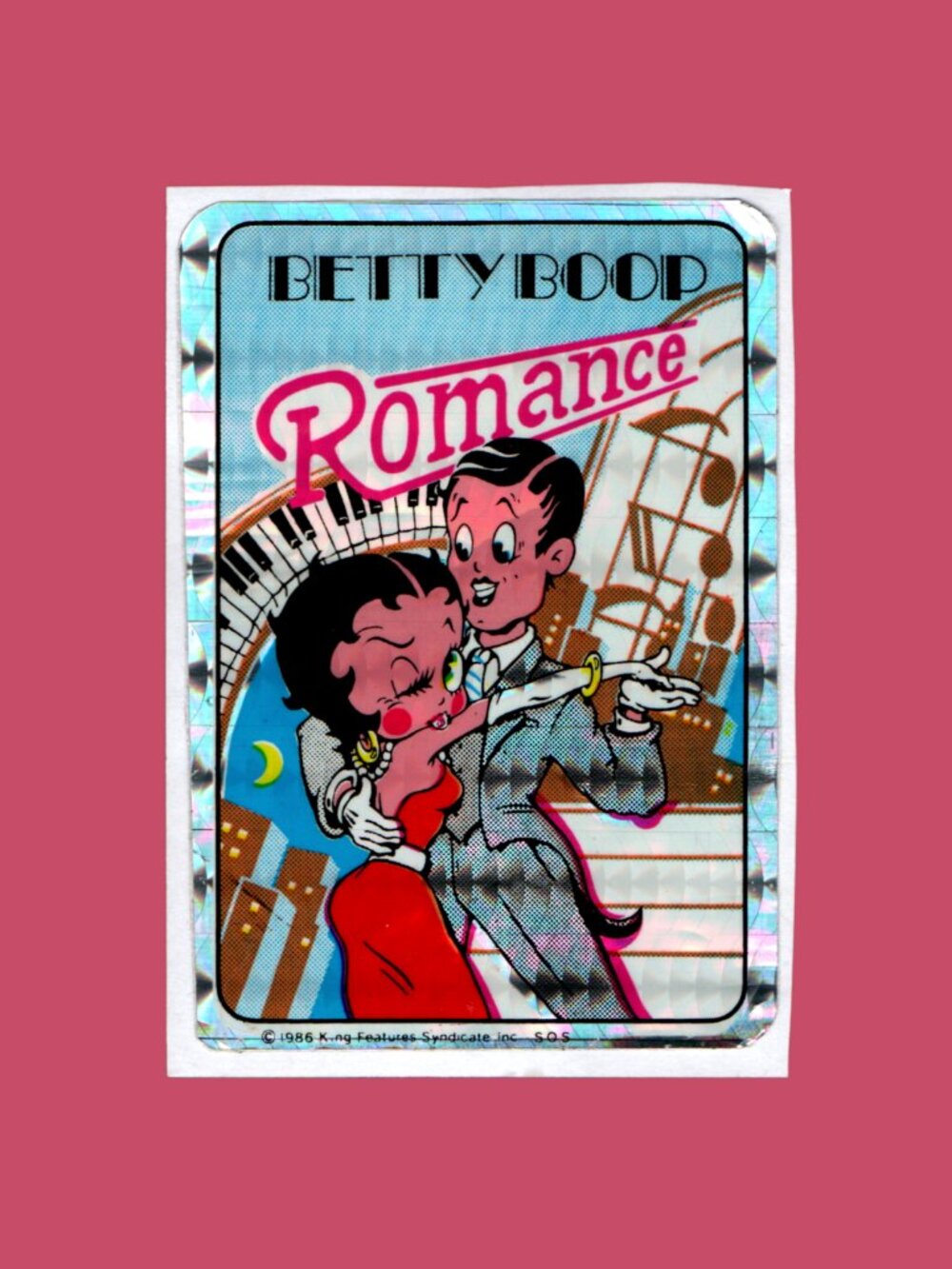 Betty Boop Romance Prismatic Vintage 1986 Sticker Refurbished New Backing